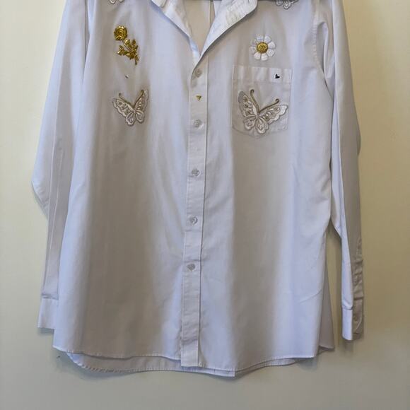 Ampaco Ltd. 16.5/ 34/35 white long sleeve button up blouse corpcore boho classic - Picture 3 of 7